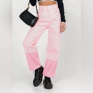 Princess Polly Straight Leg Denim Jeans in Pink‎